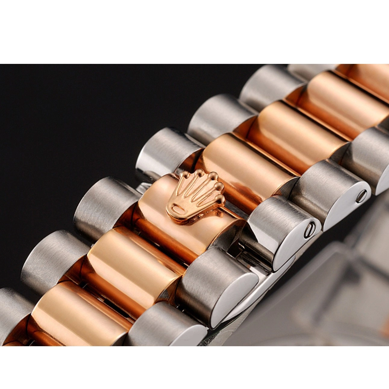 Good copy rolex watches 1454108 Steel Gold Rose Bezel Bracelet Swiss Diamonds Day-Date Staineless Rolex And Dial White 0524